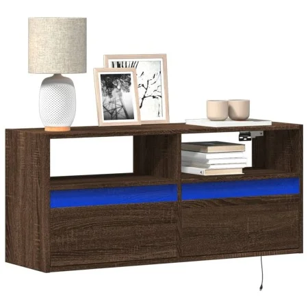 Wand-TV-Möbel mit LED-Lichtern in Eichenbraun 100x31x45 cm von , TV-Möbel - Ref: Foro24-852340, Preis: 72,55 €, Rabatt: %