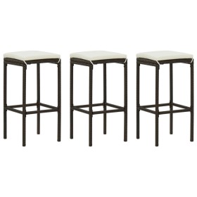 Taburetes de cocina con cojines 3 uds ratán sintético marrón von vidaXL, Küchenhocker - Ref: Foro24-313442, Preis: 99,38 €, R...