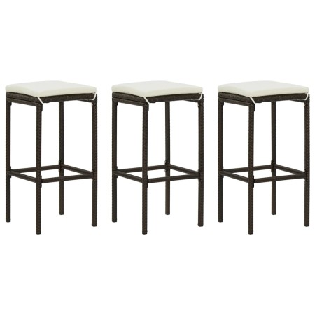 Taburetes de cocina con cojines 3 uds ratán sintético marrón von vidaXL, Küchenhocker - Ref: Foro24-313442, Preis: 99,38 €, R...