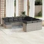 Set de sofás de jardín 12 pzas y cojines ratán sintético gris by , Garden sets - Ref: Foro24-3218632, Price: 802,68 €, Discou...