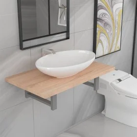 Zweiteiliges Badezimmermöbelset aus Keramik und Eichenholz. von , Badezimmermöbel - Ref: Foro24-279327, Preis: 97,80 €, Rabat...