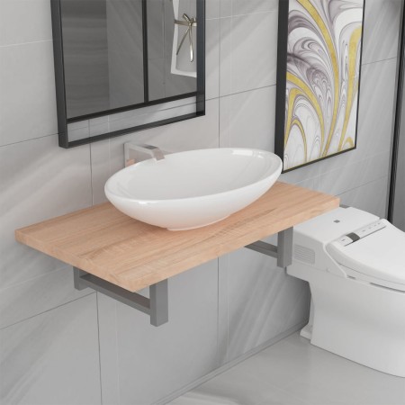 Zweiteiliges Badezimmermöbelset aus Keramik und Eichenholz. von , Badezimmermöbel - Ref: Foro24-279327, Preis: 93,16 €, Rabat...