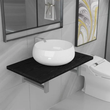 Set of 2-piece black ceramic bathroom furniture by , Bathroom furniture - Ref: Foro24-279338, Price: 93,15 €, Discount: %