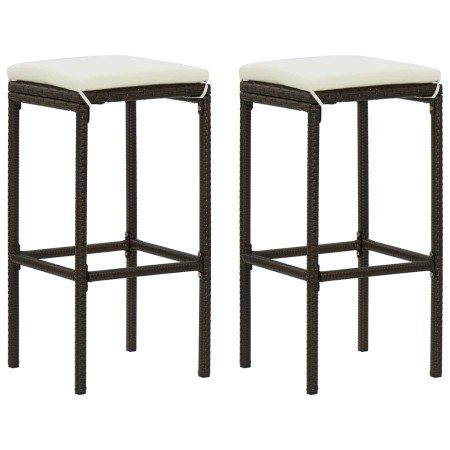 Kitchen stools with 2 brown synthetic rattan cushions by vidaXL, Kitchen stools - Ref: Foro24-313439, Price: 51,21 €, Discoun...