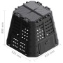 Compostador de jardín negro 93,3x93,3x80 cm 480 L de , Compostadores - Ref: Foro24-146276, Precio: 85,89 €, Descuento: %