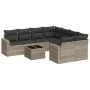 Garden furniture set 9 pieces and light gray synthetic rattan cushions by , Modular outdoor sofas - Ref: Foro24-3251099, Pric...