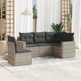Garden sofa set and cushions 5 pieces light gray synthetic rattan by , Modular outdoor sofas - Ref: Foro24-3251309, Price: 36...