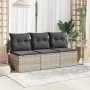 Garden sofa with cushions, 3 seats, light gray synthetic rattan by , Outdoor sofas - Ref: Foro24-366194, Price: 191,03 €, Dis...