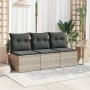 Sofá de jardín con cojines 3 plazas ratán sintético gris claro de , Sofás de exterior - Ref: Foro24-366194, Precio: 193,96 €,...