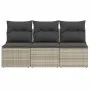 Garden sofa with cushions, 3 seats, light gray synthetic rattan by , Outdoor sofas - Ref: Foro24-366194, Price: 191,03 €, Dis...