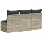 Garden sofa with cushions, 3 seats, light gray synthetic rattan by , Outdoor sofas - Ref: Foro24-366194, Price: 191,03 €, Dis...