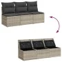 Garden sofa with cushions, 3 seats, light gray synthetic rattan by , Outdoor sofas - Ref: Foro24-366194, Price: 191,03 €, Dis...