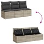 Sofá de jardín con cojines 3 plazas ratán sintético gris claro de , Sofás de exterior - Ref: Foro24-366194, Precio: 193,96 €,...