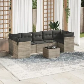 Garden sofa set 8 pieces and gray synthetic rattan cushions by , Garden sets - Ref: Foro24-3249131, Price: 580,67 €, Discount: %