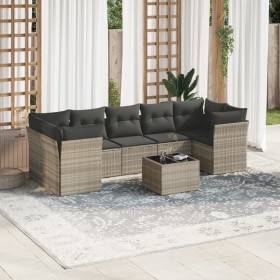 Gartensofa-Set, 8-teilig, mit grauen Kissen aus synthetischem Rattan von , Gartensets - Ref: Foro24-3249131, Preis: 562,31 €,...