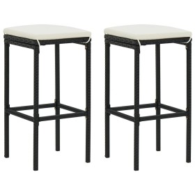 Taburetes de cocina con cojines 2 uds ratán sintético negro von vidaXL, Küchenhocker - Ref: Foro24-313440, Preis: 51,01 €, Ra...