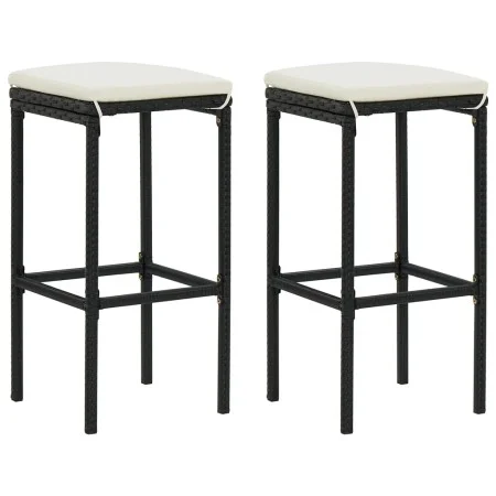 Taburetes de cocina con cojines 2 uds ratán sintético negro by vidaXL, Kitchen stools - Ref: Foro24-313440, Price: 50,57 €, D...