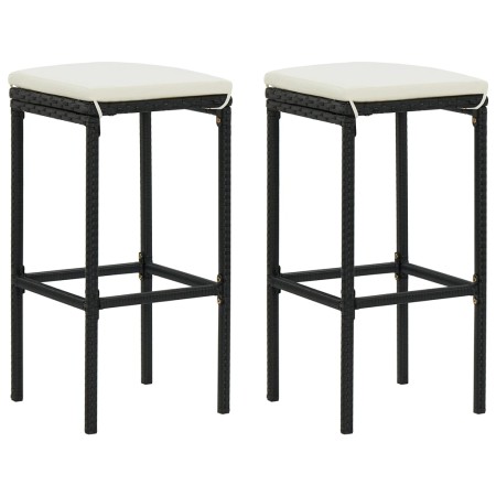 Taburetes de cocina con cojines 2 uds ratán sintético negro von vidaXL, Küchenhocker - Ref: Foro24-313440, Preis: 51,01 €, Ra...