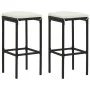 Taburetes de cocina con cojines 2 uds ratán sintético negro by vidaXL, Kitchen stools - Ref: Foro24-313440, Price: 50,57 €, D...