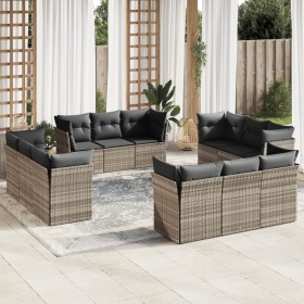 Garden sofa set 12 pieces and gray synthetic rattan cushions by , Garden sets - Ref: Foro24-3249171, Price: 919,31 €, Discoun...