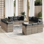 Garden sofa set 12 pieces and gray synthetic rattan cushions by , Garden sets - Ref: Foro24-3249171, Price: 919,48 €, Discoun...