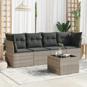 Garden sofa set and cushions 5 pieces light gray synthetic rattan by , Garden sets - Ref: Foro24-3249081, Price: 336,10 €, Di...