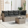 Gartensofa-Set und Kissen, 5-teilig, aus hellem grauem Kunststoff-Rattan. von , Gartensets - Ref: Foro24-3249081, Preis: 317,...