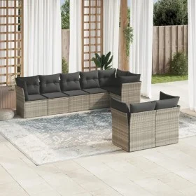 Garden sofa set 8 pieces and gray synthetic rattan cushions by , Garden sets - Ref: Foro24-3249751, Price: 613,99 €, Discount: %