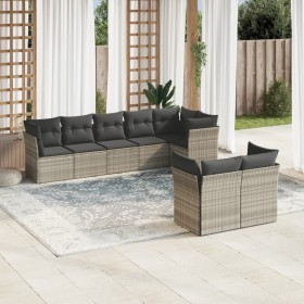 Gartensofa-Set, 8-teilig, mit grauen Kissen aus synthetischem Rattan von , Gartensets - Ref: Foro24-3249751, Preis: 591,12 €,...