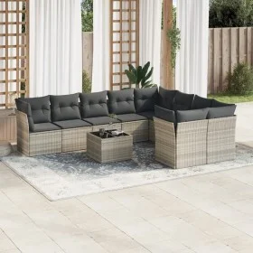 Set of 10-piece garden sofas with light gray synthetic rattan cushions by , Garden sets - Ref: Foro24-3250021, Price: 699,68 ...