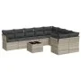 Set of 10-piece garden sofas with light gray synthetic rattan cushions by , Garden sets - Ref: Foro24-3250021, Price: 699,68 ...