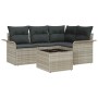 Conjunto de sofá de jardín con cojín 5 pcs Gris claro Poliratán
