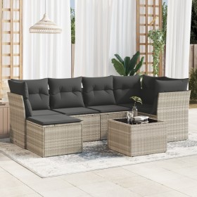 Gartensofagarnitur 7-teilig mit Polstern, helles graues PE-Rattan von , Gartensets - Ref: Foro24-3217962, Preis: 452,64 €, Ra...