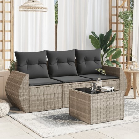 Garden sofa set 4 pieces with gray synthetic rattan cushions by , Garden sets - Ref: Foro24-3221071, Price: 283,09 €, Discoun...