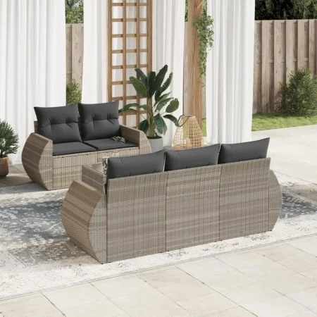 Set de sofás de jardín 6 pzas y cojines ratán sintético gris de , Conjuntos de jardín - Ref: Foro24-3221101, Precio: 469,26 €...