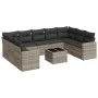 Set of 10-piece garden sofas with light gray synthetic rattan cushions by , Modular outdoor sofas - Ref: Foro24-3251749, Pric...