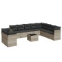Garden sofa set 11 pieces and gray synthetic rattan cushions by , Garden sets - Ref: Foro24-3249711, Price: 821,55 €, Discoun...