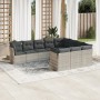 Set of 10-piece garden sofas with light gray synthetic rattan cushions by , Garden sets - Ref: Foro24-3250061, Price: 695,54 ...
