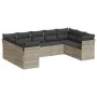 Set muebles jardín 9 pzas y cojines ratán sintético gris claro de , Conjuntos de jardín - Ref: Foro24-3249971, Precio: 635,63...