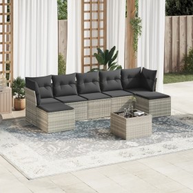 Garden sofa set 8 pieces and gray synthetic rattan cushions by , Garden sets - Ref: Foro24-3249881, Price: 509,58 €, Discount: %