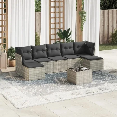 Garden sofa set 8 pieces and gray synthetic rattan cushions by , Garden sets - Ref: Foro24-3249881, Price: 518,28 €, Discount: %