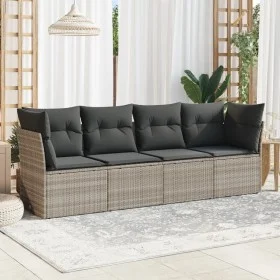 Garden sofa set 4 pieces with gray synthetic rattan cushions by , Garden sets - Ref: Foro24-3217232, Price: 275,94 €, Discoun...