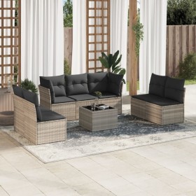 Garden sofa set 8 pieces and gray synthetic rattan cushions by , Garden sets - Ref: Foro24-3249261, Price: 506,60 €, Discount: %