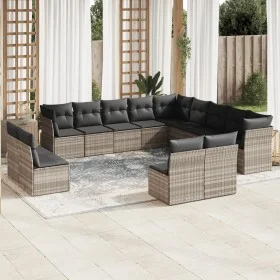 Set of garden sofas with 13 pieces of gray synthetic rattan cushions by , Garden sets - Ref: Foro24-3250331, Price: 897,93 €,...