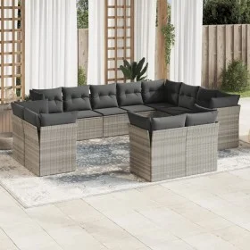 Set de sofás de jardín 12 pzas y cojines ratán sintético gris de , Conjuntos de jardín - Ref: Foro24-3250371, Precio: 941,46 ...