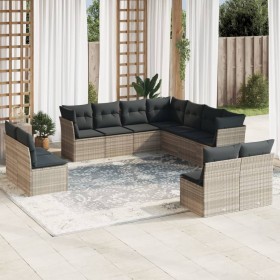 Garden sofa set 11 pieces and gray synthetic rattan cushions by , Garden sets - Ref: Foro24-3249661, Price: 737,74 €, Discoun...