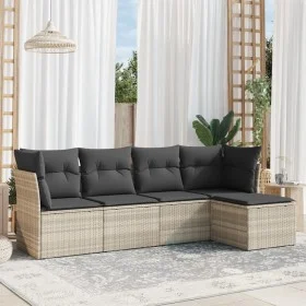 Garden sofa set and cushions 5 pieces light gray synthetic rattan by , Garden sets - Ref: Foro24-3217562, Price: 325,80 €, Di...