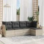 Garden sofa set and cushions 5 pieces light gray synthetic rattan by , Garden sets - Ref: Foro24-3217562, Price: 325,80 €, Di...