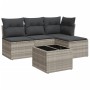 Gartensofa-Set und Kissen, 5-teilig, aus hellem grauem Kunststoff-Rattan. von , Gartensets - Ref: Foro24-3249351, Preis: 306,...
