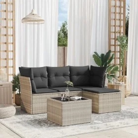 Garden sofa set and cushions 5 pieces light gray synthetic rattan by , Garden sets - Ref: Foro24-3249391, Price: 333,34 €, Di...